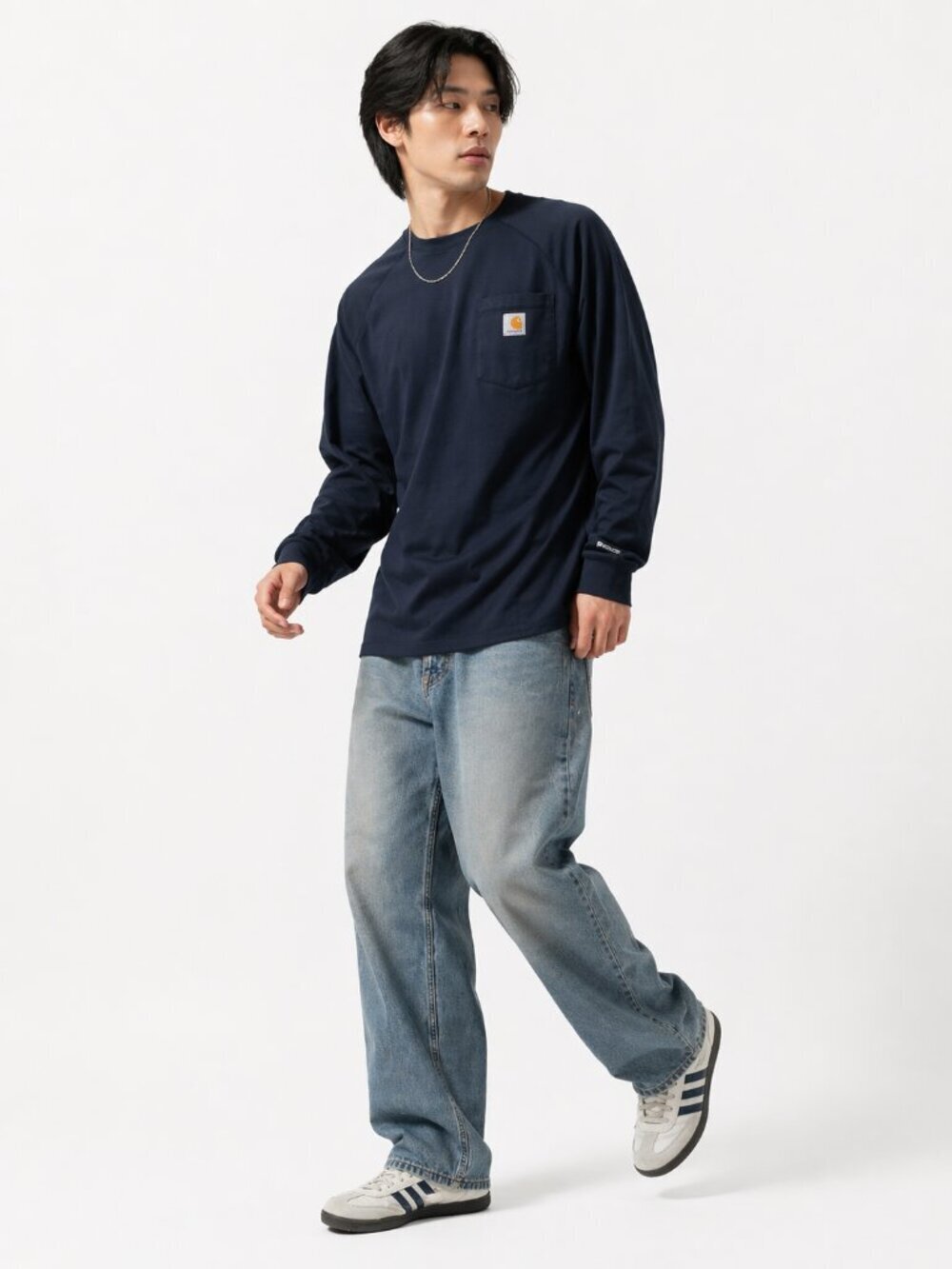 CARHARTT Force Long Sleeve Navy Blue Long Sleeve T Shirt Small - Picture 2 of 12